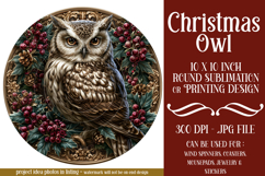 Christmas Wind Spinner, Owl Round Design, Owl Spinner, d31 Product Image 1