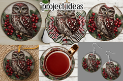 Christmas Wind Spinner, Owl Round Design, Owl Spinner, d32 Product Image 3