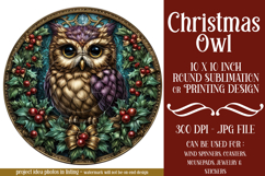 Christmas Wind Spinner, Owl Round Design, Owl Spinner, d34 Product Image 1