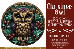 Christmas Wind Spinner, Owl Round Design, Owl Spinner, d35 Product Image 1