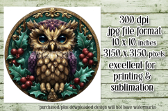 Christmas Wind Spinner, Owl Round Design, Owl Spinner, d35 Product Image 2