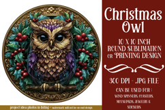 Christmas Wind Spinner, Owl Round Design, Owl Spinner, d36 Product Image 1