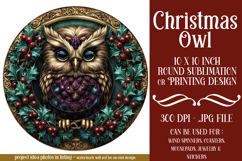 Christmas Wind Spinner, Owl Round Design, Owl Spinner, d37 Product Image 1
