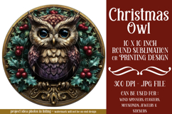 Christmas Wind Spinner, Owl Round Design, Owl Spinner, d38 Product Image 1
