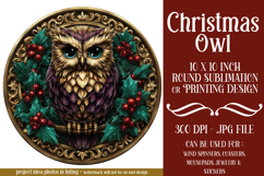Christmas Wind Spinner, Owl Round Design, Owl Spinner, d39 Product Image 1