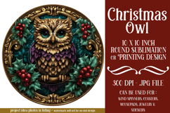 Christmas Wind Spinner, Owl Round Design, Owl Spinner, d40 Product Image 1