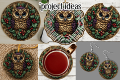 Christmas Wind Spinner, Owl Round Design, Owl Spinner, d41 Product Image 3