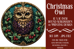 Christmas Wind Spinner, Owl Round Design, Owl Spinner, d42 Product Image 1