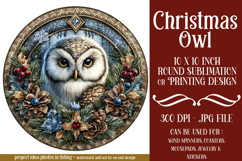 Christmas Wind Spinner, Owl Round Design, Owl Spinner, d9 Product Image 1