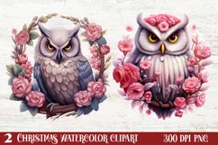 Christmas Owl Clipart, Christmas Owl Clipart, Christmas Owl Product Image 1