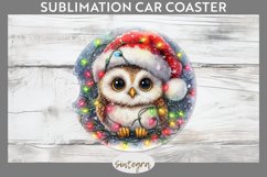 Christmas Owl Entangled in Lights Car Coaster Sublimation Product Image 1