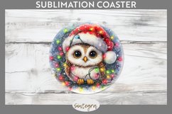 Christmas Owl Entangled in Lights Round Coaster Sublimation Product Image 1