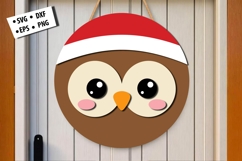Christmas Owl Face Round Door Hanger SVG Laser Cut File Product Image 1