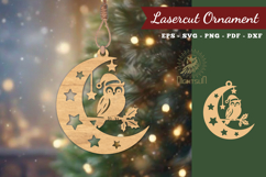 Christmas Owl In Moon Lasercut Ornament SVG Product Image 1