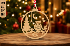 Christmas Owl Ornament Laser Cut SVG File Product Image 1