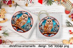 Stained glass sublimation owl, Christmas ornament Product Image 1