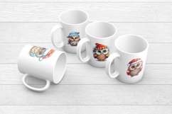 Cute Christmas Owls Clipart | Festive Owl PNG Bundle Product Image 2