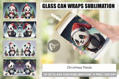 Glass Can Wraps Cartoon Christmas Panda Product Image 1