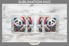 Christmas Panda Entangled in Lights Mug Wrap Sublimation Product Image 1
