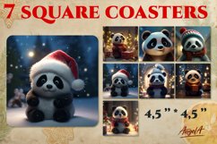 Christmas coasters / Panda sublimation / christmas animal Product Image 1