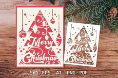 Christmas paper cutting card template Retro Vintage SVG