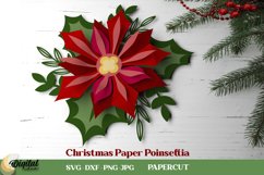 Christmas Flowers Paper Cut Bundle. 3D Paper Poinsettia Product Image 2