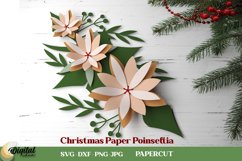 Christmas Flowers Paper Cut Bundle. 3D Paper Poinsettia Product Image 3