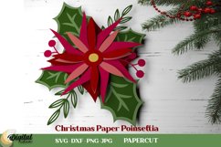 Christmas Flowers Paper Cut Bundle. 3D Paper Poinsettia Product Image 4