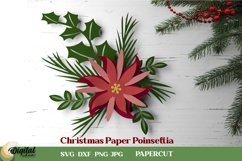 Christmas Flowers Paper Cut Bundle. 3D Paper Poinsettia Product Image 6