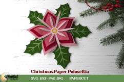 Christmas Flowers Paper Cut Bundle. 3D Paper Poinsettia Product Image 7