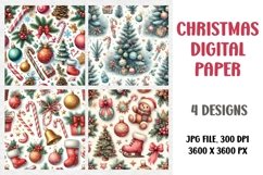 Christmas Digital Paper, Junk Journal, Cover Journal Product Image 1