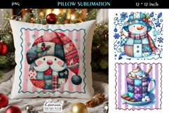 Cozy Patchwork Christmas Pillow Sublimation Product Image 1