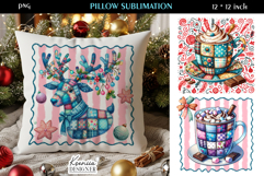 Cozy Patchwork Christmas Pillow Sublimation Bundle Product Image 2