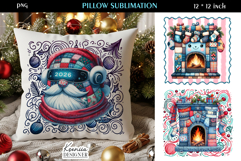 Cozy Patchwork Christmas Pillow Sublimation Bundle Product Image 3