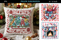 Cozy Patchwork Christmas Pillow Sublimation Bundle Product Image 9