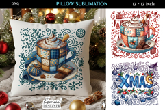 Cozy Patchwork Christmas Pillow Sublimation Bundle Product Image 5