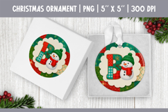 Christmas Ornament Sublimation | Patchwork Snowman Letter B Product Image 1