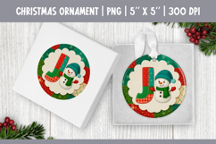 Christmas Patchwork Snowman Alphabet | Ornament Sublimation Product Image 11