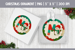 Christmas Ornament Sublimation | Patchwork Snowman Letter M Product Image 1