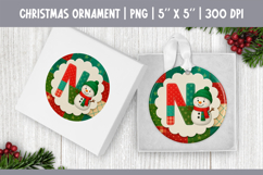 Christmas Ornament Sublimation | Patchwork Snowman Letter N Product Image 1