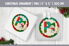 Christmas Ornament Sublimation | Patchwork Snowman Letter P Product Image 1