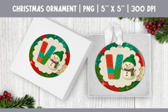 Christmas Ornament Sublimation | Patchwork Snowman Letter V Product Image 1