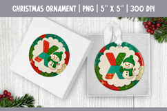 Christmas Ornament Sublimation | Patchwork Snowman Letter X Product Image 1