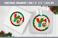 Christmas Ornament Sublimation | Patchwork Snowman Letter Y Product Image 1
