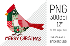 Christmas Patchwork Cardinal Bird PNG. Perfect for Christmas crafts, digital scrapbooking, stickers, greeting cards, DIY decor, and sublimation printing.
