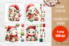 Christmas patchwork square coaster sublimation designs Product Image 1