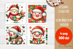 Christmas patchwork square coaster sublimation designs Product Image 1