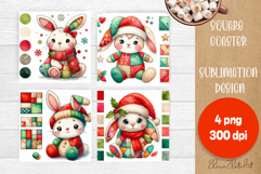 Christmas patchwork square coaster sublimation designs Product Image 1