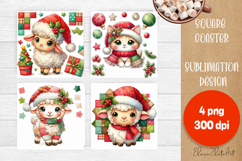 Christmas patchwork square coaster sublimation designs Product Image 1
