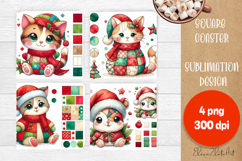 Christmas patchwork square coaster sublimation designs Product Image 1